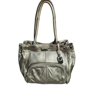 B Makowsky Silver Genuine Leather Purse